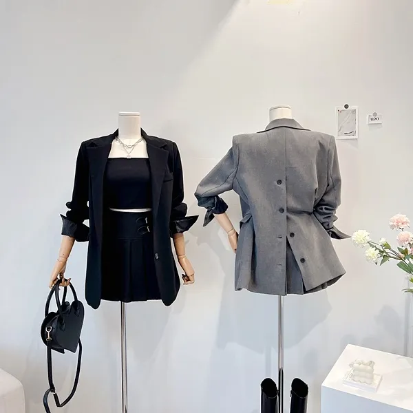 💙당일발송💙*자체제작* 뒷태여신 테일러드카라 대디자켓 버튼자켓 단추자켓 백트임 백버튼 뒷트임 오버핏자켓 슬림자켓 무지자켓 긴팔자켓 하프자켓 숏자켓 롱자켓 봄자켓 봄아우터 하객룩 상세 이미지 36