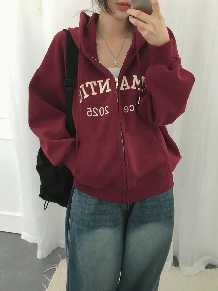 [퀄보장!🤍/6color 자수레터링 아방핏 데일리 후드집업] 로맨틱자수레터링후드집업 상세 이미지 30