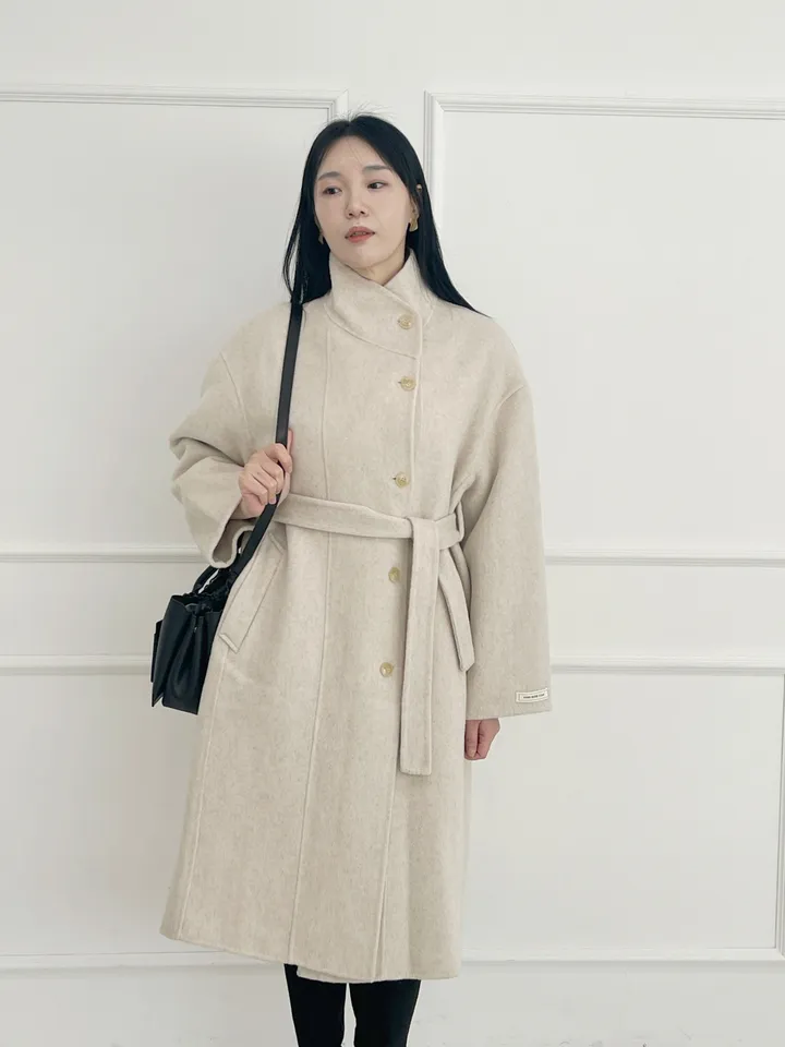 자체제작 원단부터 다른 엣지넥 양모 핸드메이드코트 빅사이즈 연말룩 하객룩 110까지 상세 이미지 4
