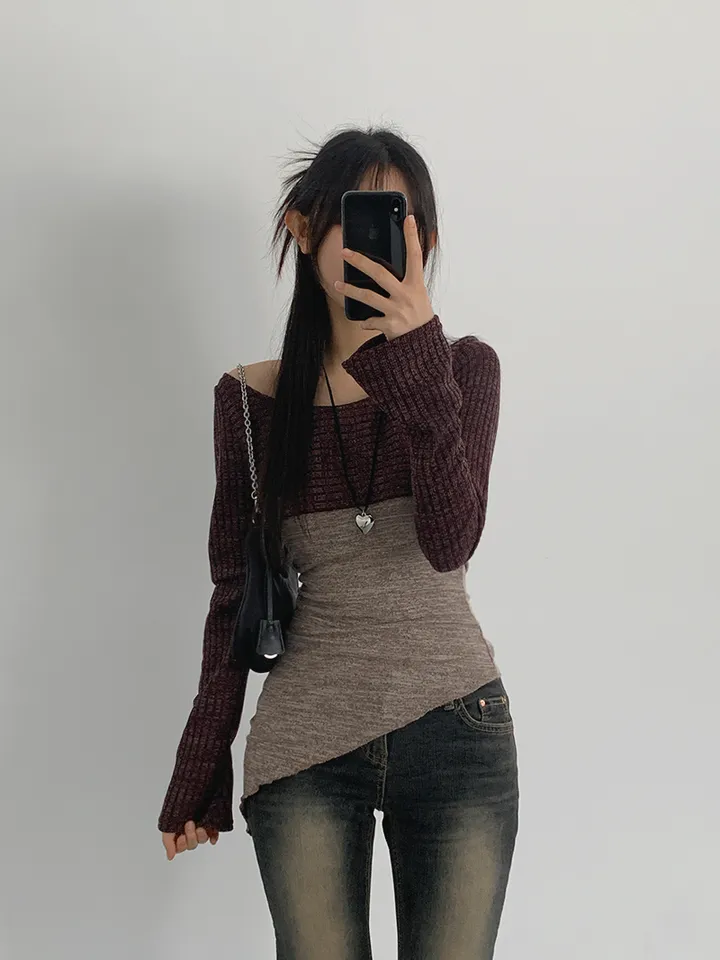 [레이어드세트/몸매보정핏! 뒷모습도완벽🖤 슬림핏 홀터나시 긴팔크롭티 레이어드세트] 리엘사선홀터나시SET 상세 이미지 19