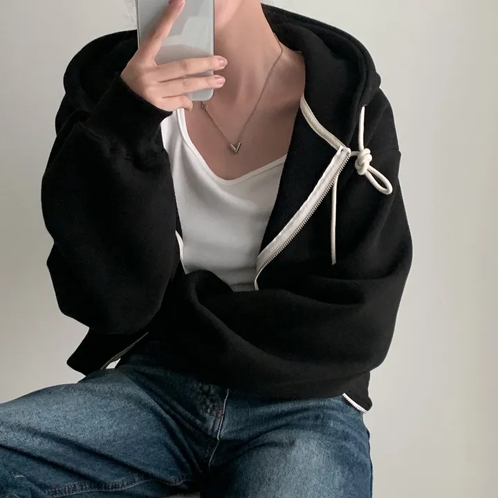 [완전인기✨/백염컬러 당일출고!] 자체제작 크치Made 꿈에 나온 핏, 투웨이 양기모 크롭 후드집업 ver 아우터 자켓 - zipup 상세 이미지 218