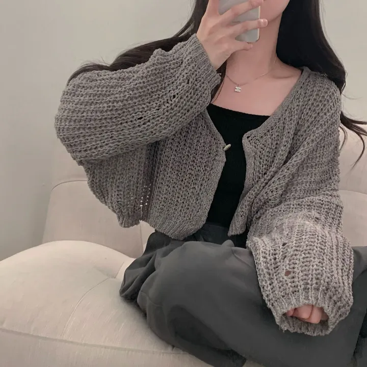 [아방🤍/new신상!]누가봐도 아방핏, 왕크롭 썸머 린넨 부클 원버튼 루즈핏 가디건 상세 이미지 42