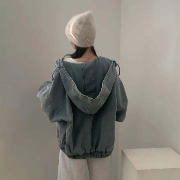 [전체퍼안감🤍/크롭VER추가!] 왕오버핏! 한겨울 투웨이 데님 양털 후드 패딩점퍼, 집업 - 2color 상세 이미지 9
