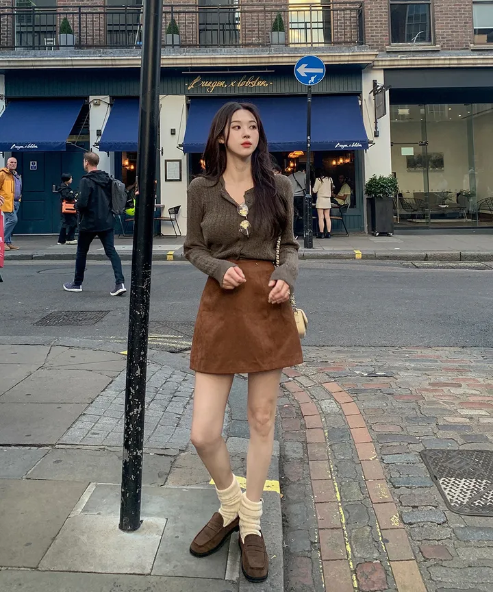 [wool70%🤎클래식무드] 모직 헤링본 핸드메이드 하프코트 자켓 반코트 아우터 절개 트임 코트 고퀄리티 루즈핏 봄 간절기 데이트룩 개강룩 4COL 상세 이미지 39