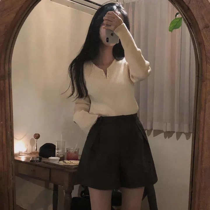 [4계절필수 디자인/연그레이 당일출고✨] 자체제작 #크치Made 젤리 버튼 트임 브이넥 골지 겨울 니트 긴팔티셔츠 - nt 상세 이미지 55