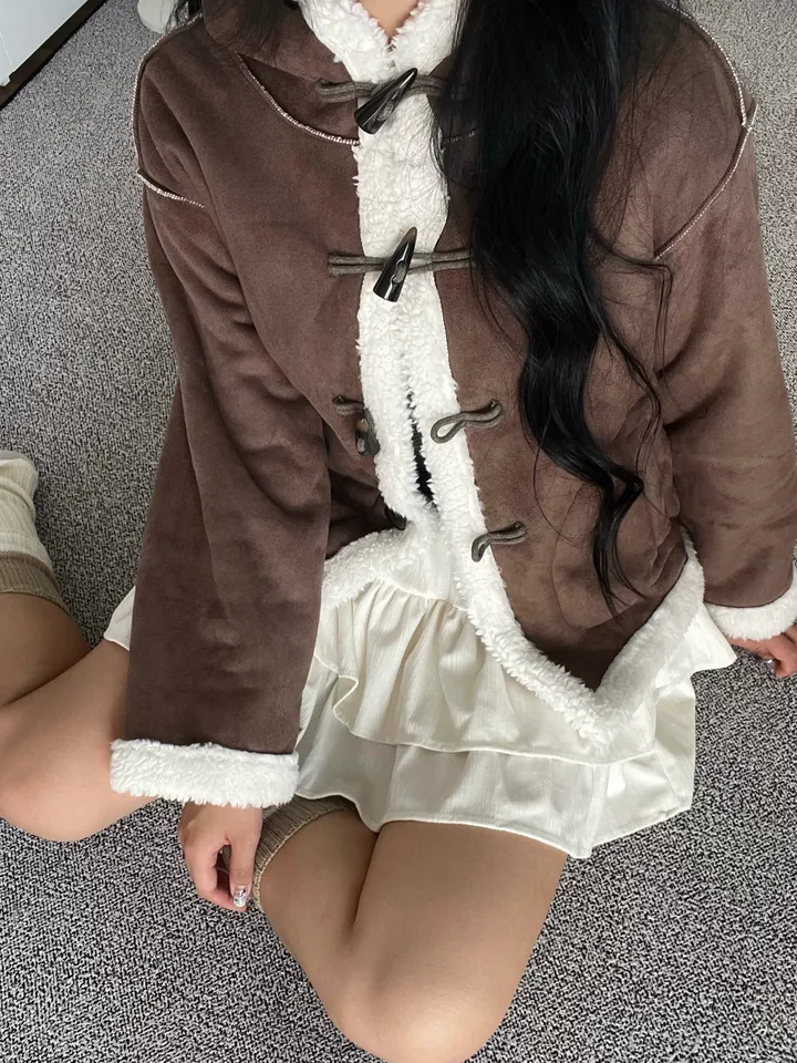 [따뜻🤎아방핏]코코 후드 떡볶이 양털 스웨이드 무스탕 (2color) 상세 이미지 10