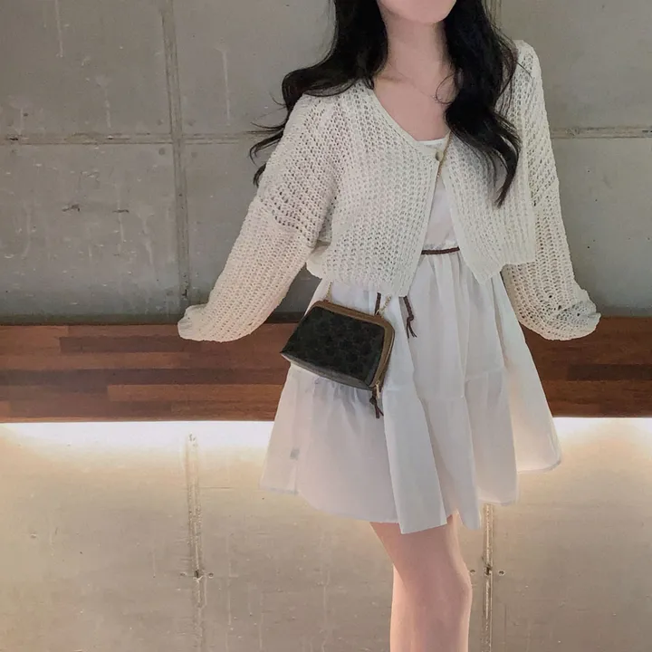 [아방🤍/new신상!]누가봐도 아방핏, 왕크롭 썸머 린넨 부클 원버튼 루즈핏 가디건 상세 이미지 15