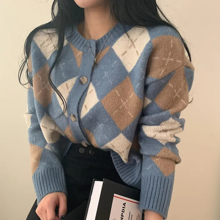 동화속 아가일 체크 니트가디건 ;3col 상세 이미지 3