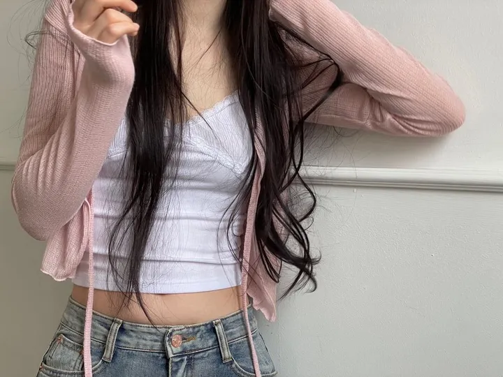 6color 루니 여리핏 리본 시스루 롱슬리브 가디건 상세 이미지 30