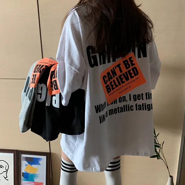 (🚀당일출발!/남여공용/빅사이즈) 루즈핏 오버 레터링 패치 반팔 티셔츠 3color 상세 이미지 28