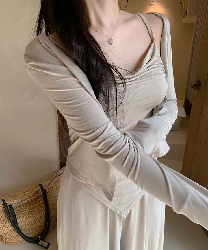 *주문폭주!* 실패없는 셔링티 가디건 와이드 팬츠 세트 (나시,가디건,팬츠 3pc) 상세 이미지 9