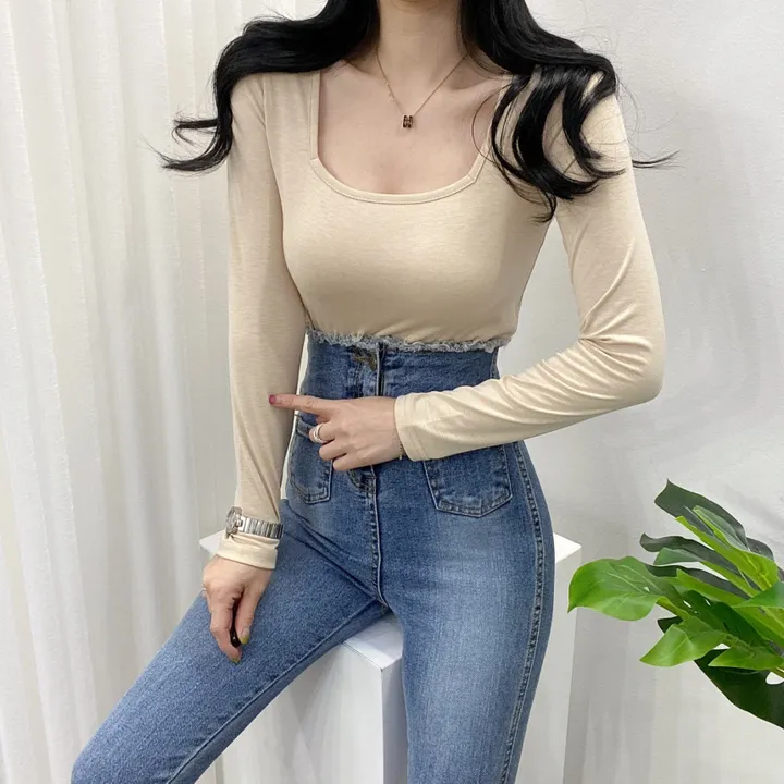 🚀당일발송🚀[묶음할인/11컬러] 조이 봄 가을 뉴 스퀘어넥 긴팔 티셔츠 이너티 상세 이미지 16