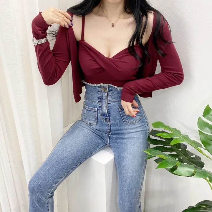 🚀당일발송🚀[몸매보정/글램룩] 봄 여름 가을 알프 숏 꽈베기 나시 가디건 세트 상세 이미지 37