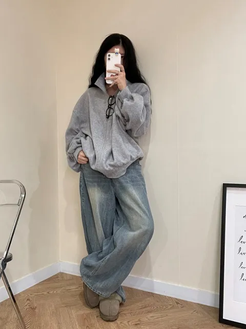 후리스 투웨이 플리스 집업 셔링 트레이닝 빅사이즈 오버핏 쇼매셔링 폴리스 캐주얼 상세 이미지 56