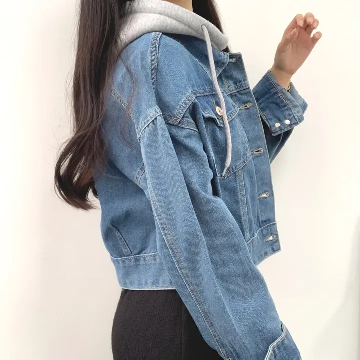 [+후드포함/탈부착O]후드포함 탈부착 가능 고퀄리티 간절기 크롭 데님 고퀄 청자켓 상세 이미지 7