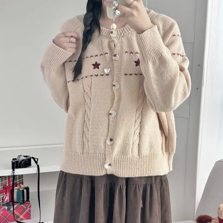 주문폭주🔥 [러블리~🧸/도토리🌰] 빈티지 자수 꽈배기 케이블 가디건 봄 가을 겨울 니트 상세 이미지 22