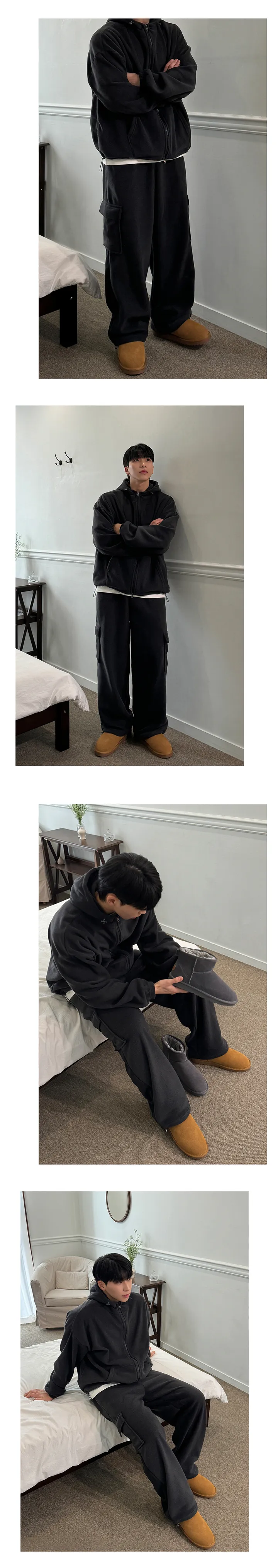 베이직 후리스 후드 집업 상세 이미지 3