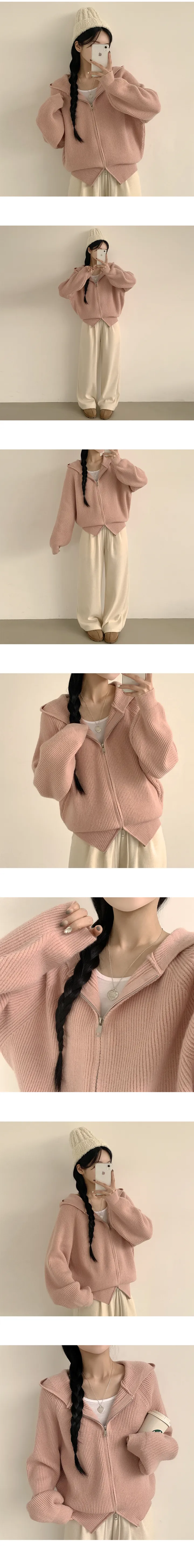 [박시ver/고퀄,꾸안꾸!] 부드러운 울소재, 투웨이 후드 루즈핏 집업 니트가디건 (5color) 상세 이미지 4