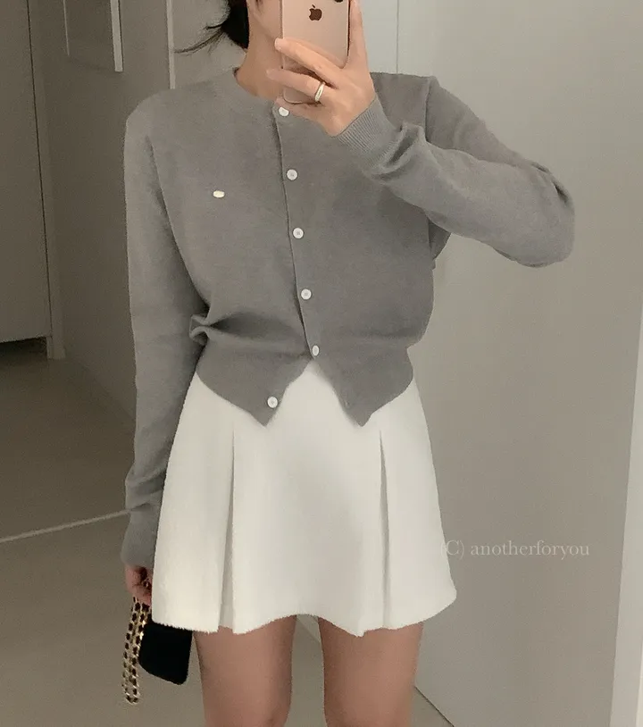 미니 심볼 펜던트 라운드 숏 가디건 4col : 어나더포유 상세 이미지 6