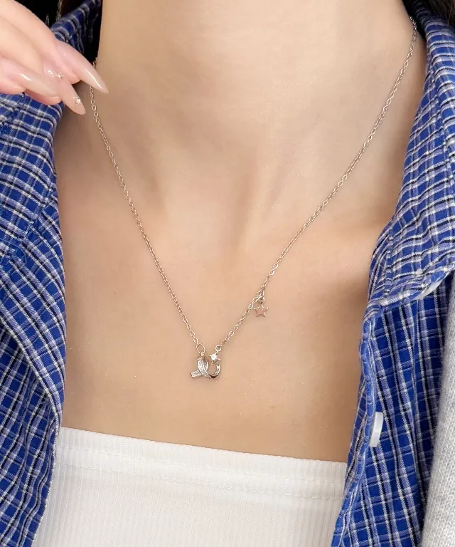 [1+1/써지컬] Twinkle Orbit Zircon Necklace 트윙클 오빗 큐빅 목걸이 써지컬 스틸 유니크 데일리 상세 이미지 4