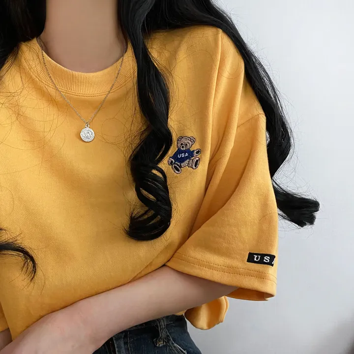 [예쁨/데일리] 베어 라벨 자수 오버핏 반팔티T 상세 이미지 29