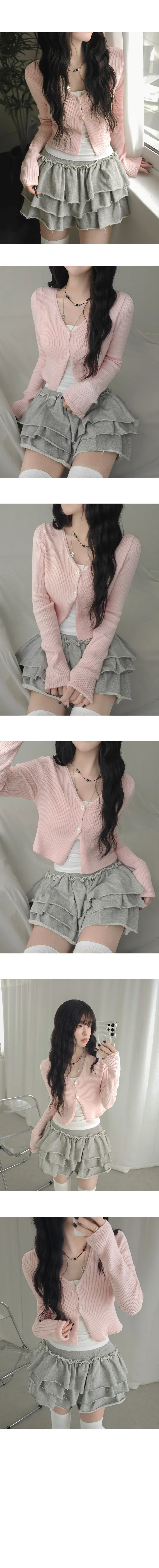 [핏보장/포근색감🖤] 밤비 크롭 투버튼 봄가을 기본 데일리 베이직 브이넥 긴팔 가디건 6color 상세 이미지 6