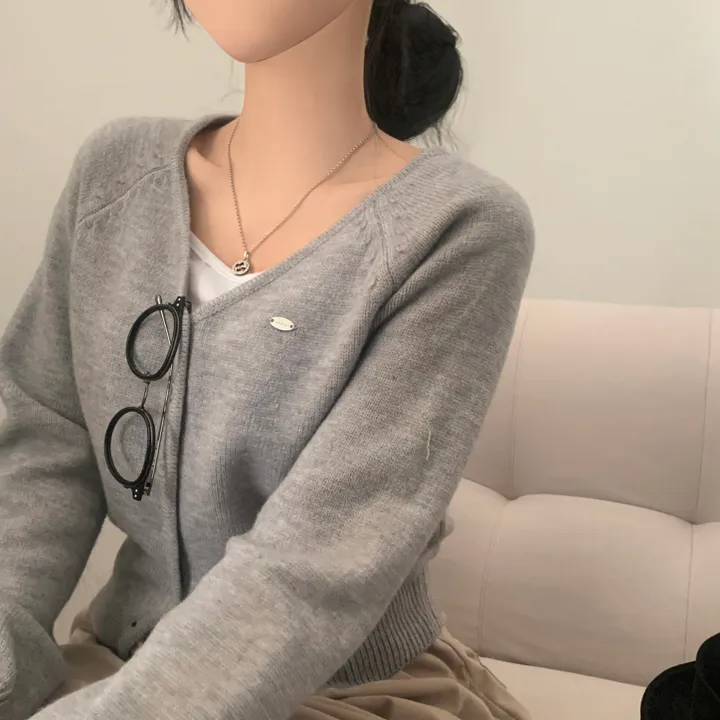 [스탠다드핏/데일리🤎] 리너스 실버 펜던트 나그랑 브이넥 니트가디건 - 6color 상세 이미지 5