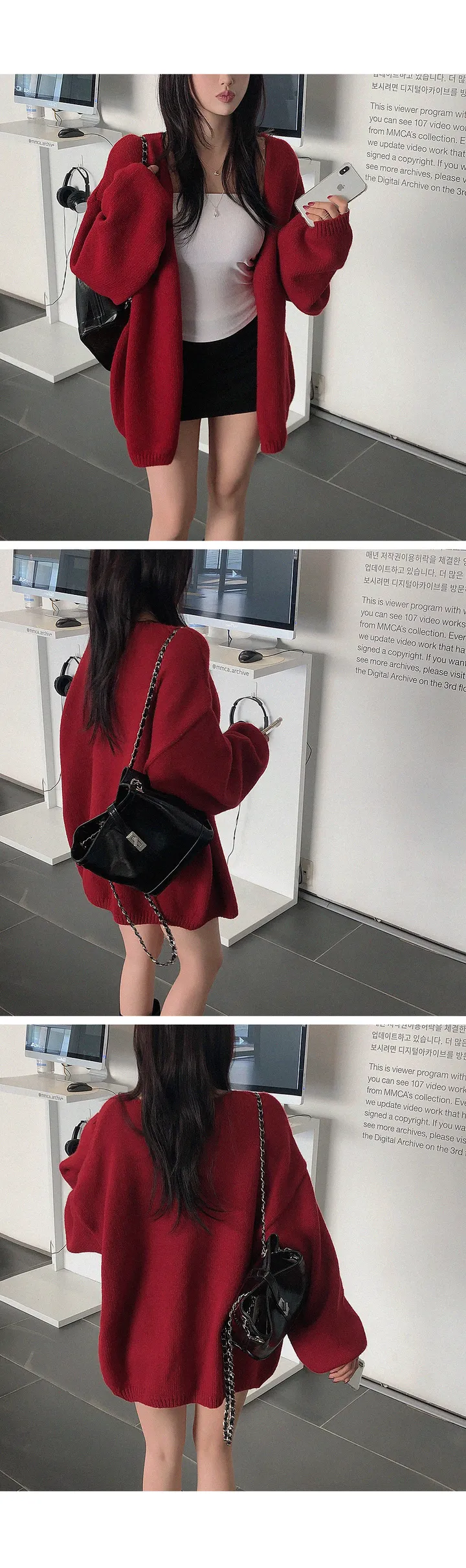 [고퀄/아방핏!] 델라 원버튼 루즈핏 벌룬가디건 아방가디건 레드가디건 도톰가디건 가을가디건 가을아우터 가을옷 가을신상 봄가디건 봄아우터 봄옷 봄신상 상세 이미지 10