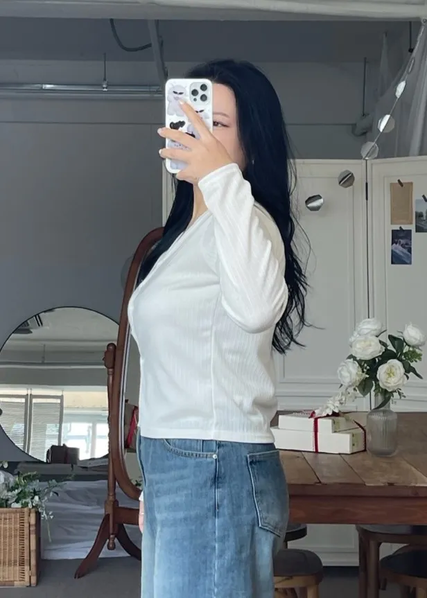 [2사이즈] 색감굿@ 가디건 브이넥 레이어드 여리핏 빅사이즈 크롭 봄옷  통통 베이직 꾸안꾸 상세 이미지 74