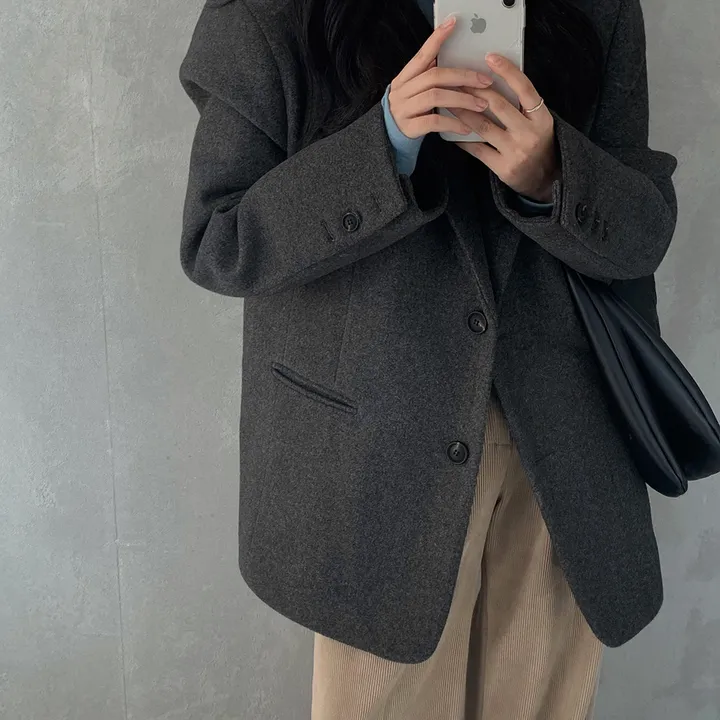 [wool100%/브랜드공정]  윈터 싱글 투버튼 카라 리얼 울 자켓 블레이저 - jk 상세 이미지 24