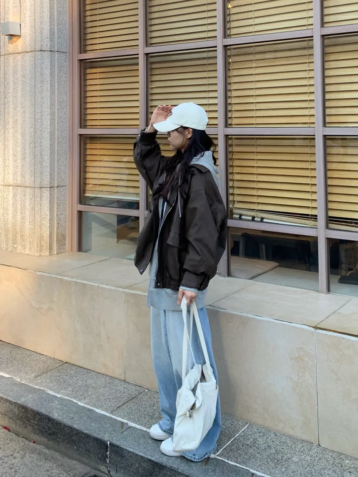 <미리 봄🌸/찐오버핏> 데이 오버핏 카라 블루종 레더자켓 - 2color 상세 이미지 17