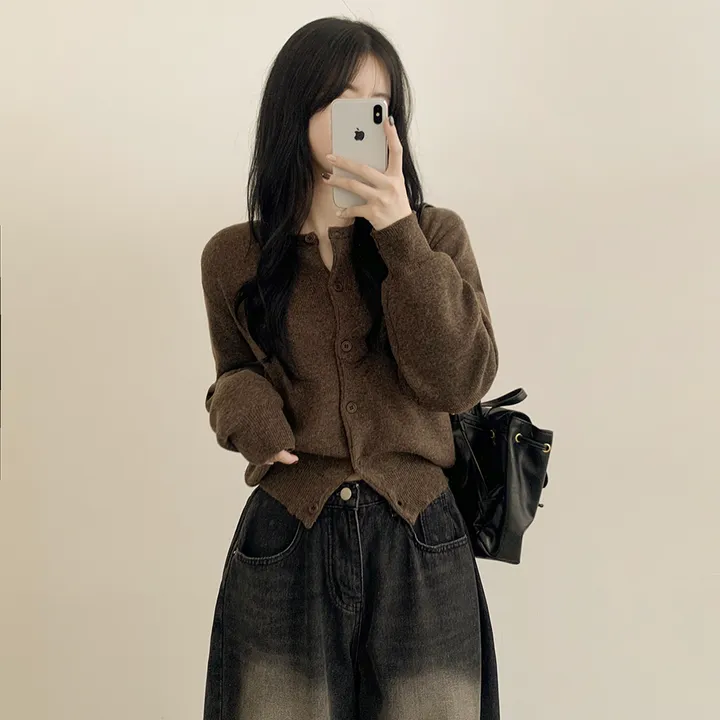 [팔뚝살커버!/포근~] 기본가디건 라운드 세미크롭 아방핏 니트가디건 상세 이미지 17