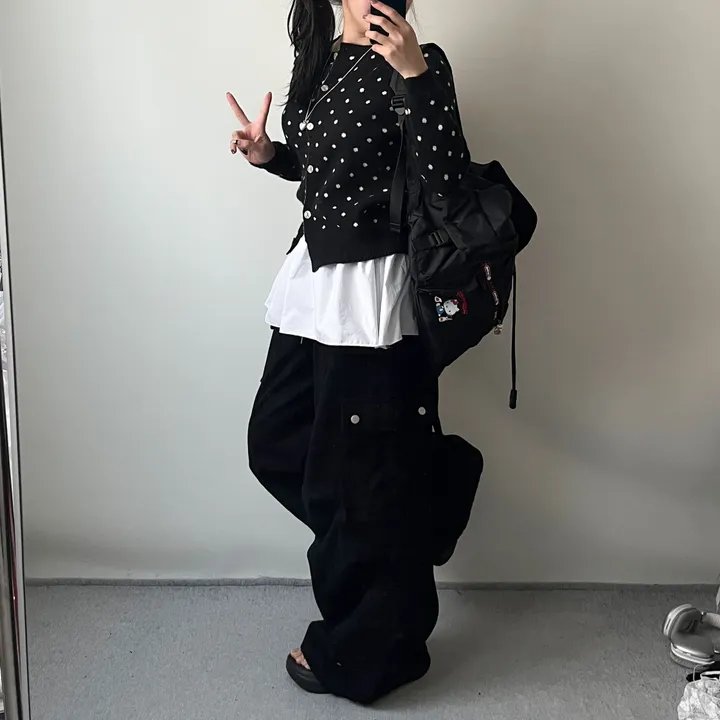 [도트🖤/고퀄원단] 도트 라운드 니트 가디건 도트가디건 라운드가디건 봄가디건  땡땡이 상세 이미지 11
