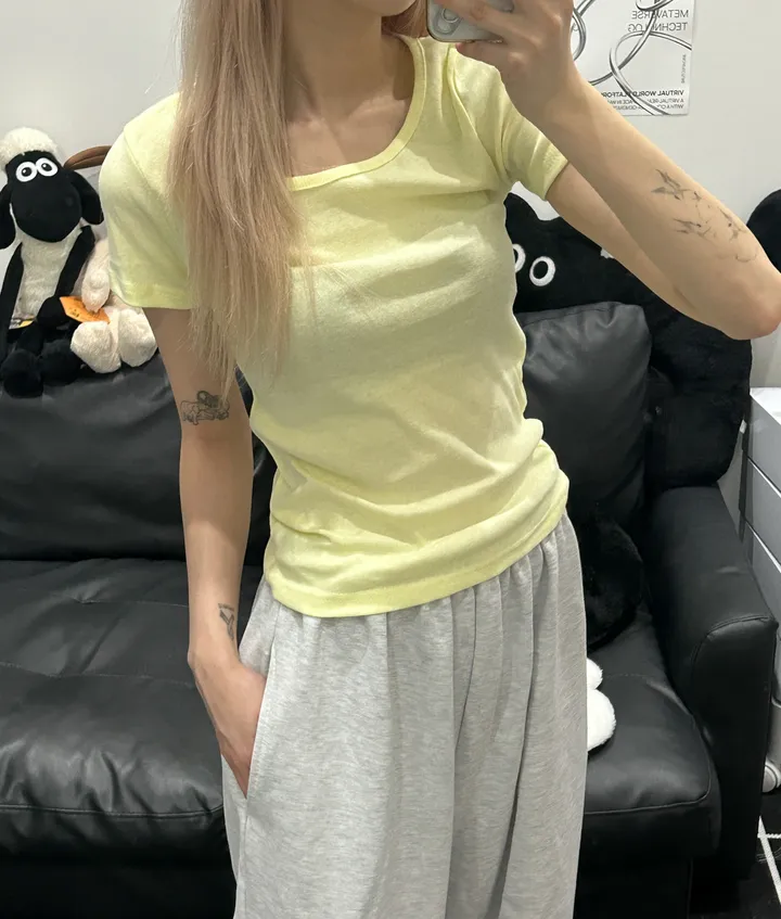 [🎀누적판매 2천장🎀] Butter slimfit u-neck short sleeve T 버터 슬림핏 유넥 반팔티 상세 이미지 73