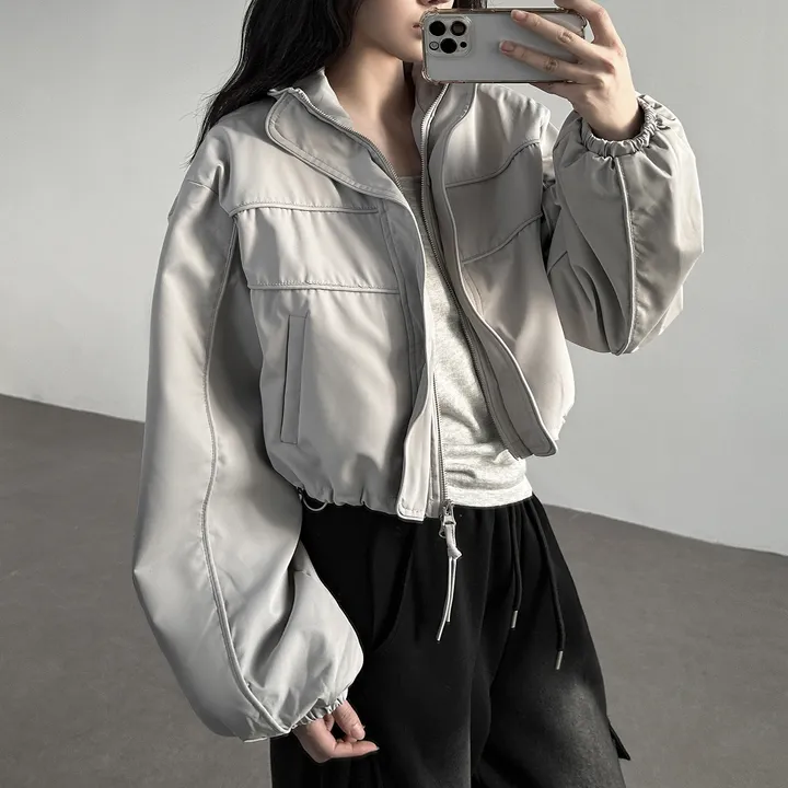 당일출고🚀[quality/도톰] 하이넥 파이핑 고프코어 루즈핏 스트링 바람막이 점퍼 3color 상세 이미지 23