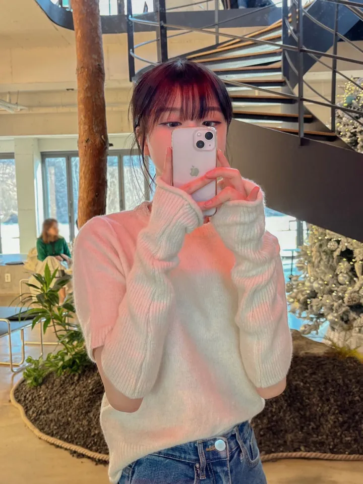 [워머SET/재진행‍🔥] 러블리 보들 울 핸드 워머 니트 세트 루즈핏 트임 반팔 니트티 라운드넥 토시 니트투피스 상세 이미지 62