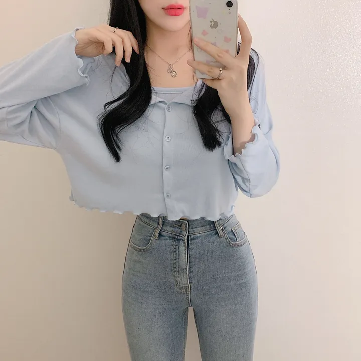 [set] 하늘 박스 프릴 나시+가디건 세트 (4color) 상세 이미지 9