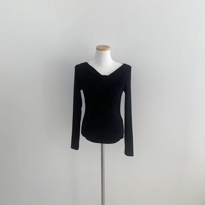 [🚀당일발송🚀]💗MADE💗 글램 촉촉 셔링 오프숄더 슬림 티셔츠 5color 상세 이미지 44