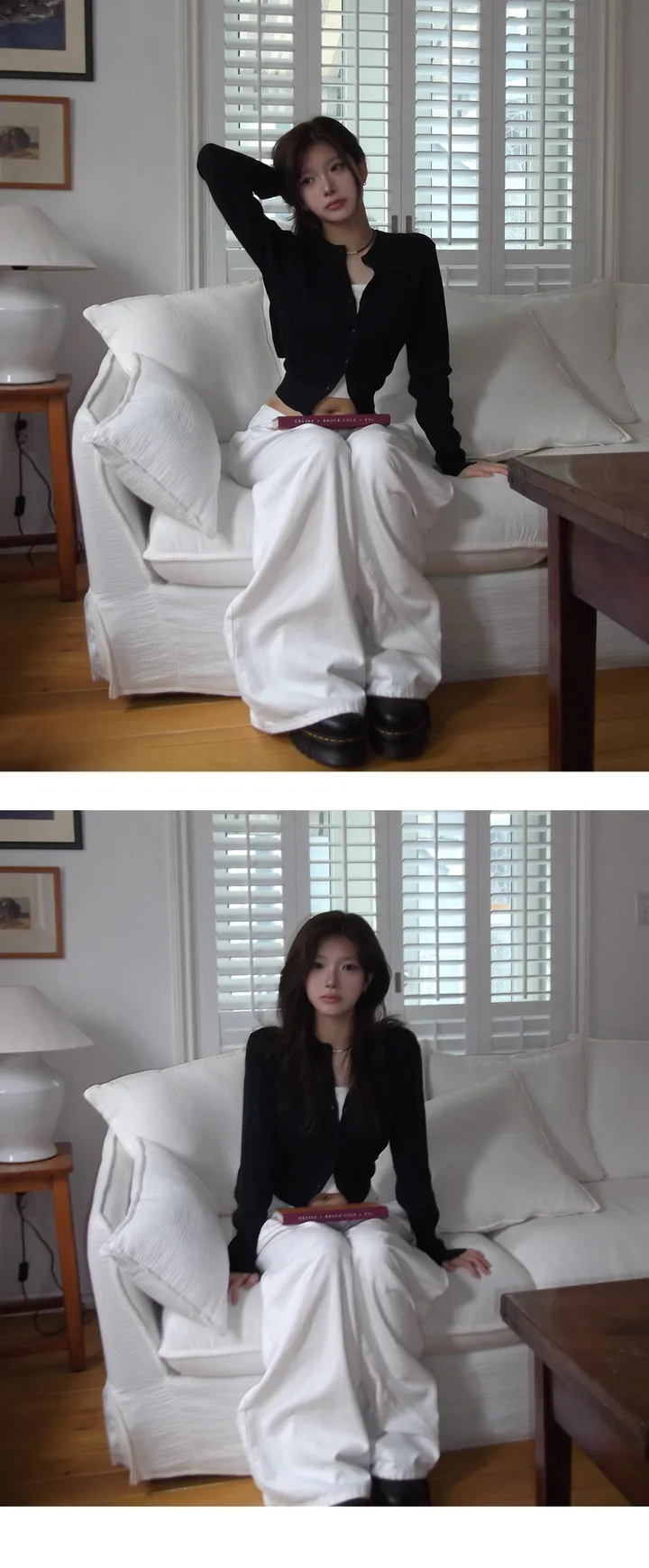 [잘록 허리 핏조절🖤] 리본 스트랩 라운드넥 가디건 - 4color 상세 이미지 4
