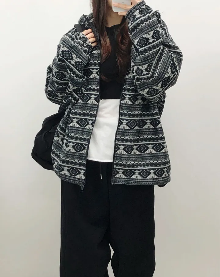 [유니크] 오버핏 후리스 투웨이 집업 후드 상세 이미지 3
