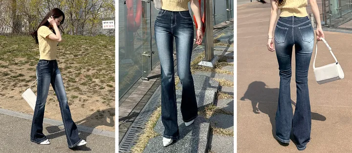 [자체제작/허리쏘옥/히든밴딩/기본,롱ver] -3kg 몸매 보정 워싱 롱 부츠컷 데님 청바지 롱팬츠 상세 이미지 4