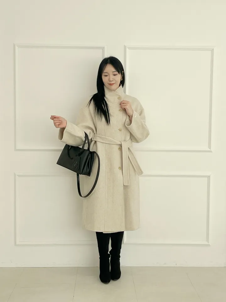 자체제작 원단부터 다른 엣지넥 양모 핸드메이드코트 빅사이즈 연말룩 하객룩 110까지 상세 이미지 14