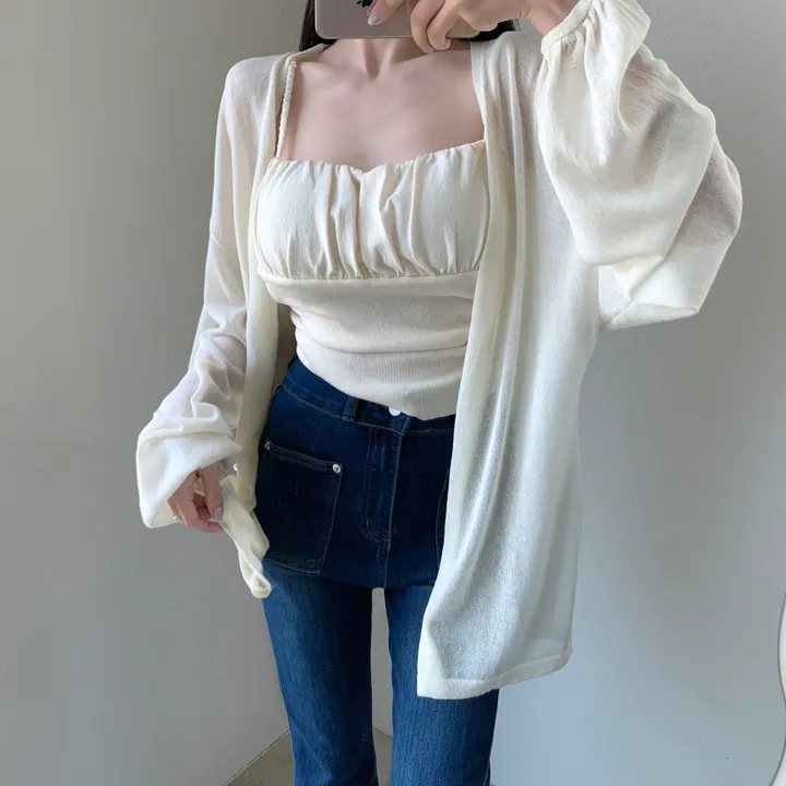 로코 셔링탑set 루즈핏 가디건 상세 이미지 23