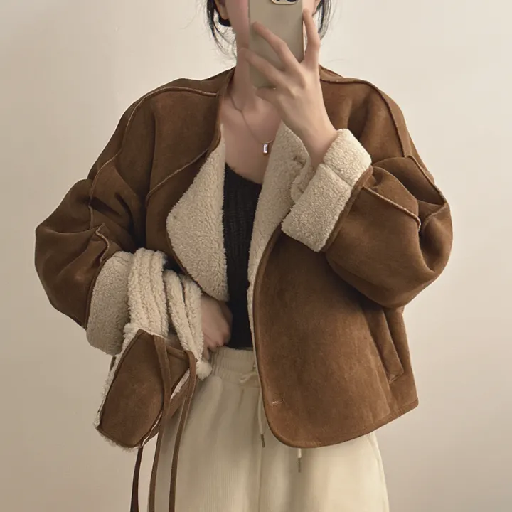 [양털안감/가방set] 유연소재,귀여움! 스웨이드 무스탕 자켓 2color 상세 이미지 9
