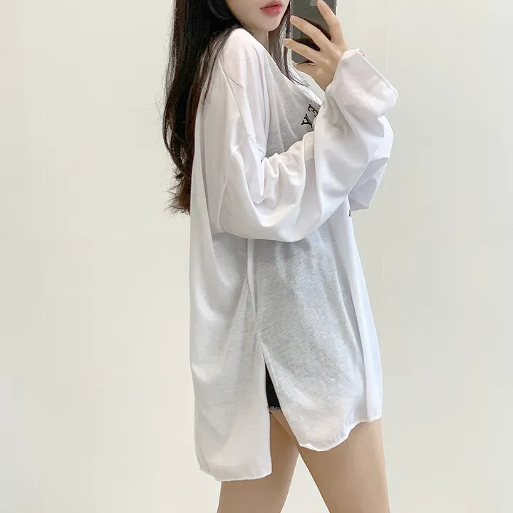 [내가찾던 박시여리핏!]여름긴팔 루즈핏 레터링 라운드 레일 긴팔t 2col 상세 이미지 11