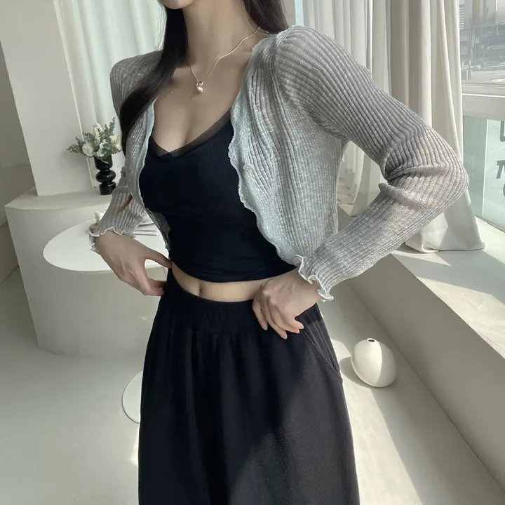 퍼티 썸머 시스루 레이스 크롭 볼레로 가디건 상세 이미지 15