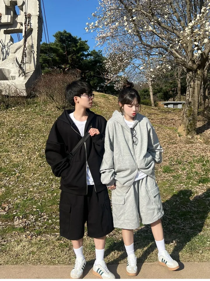 🌼당일출고🌼💗2000장 돌파💗[고퀄 핏대박/7Color/신상] 빅사이즈 투웨이 후드집업 카고 버뮤다 팬츠 트레이닝 세트 커플룩 시밀러룩 오버핏 꾸안꾸 트레이닝복 상세 이미지 56