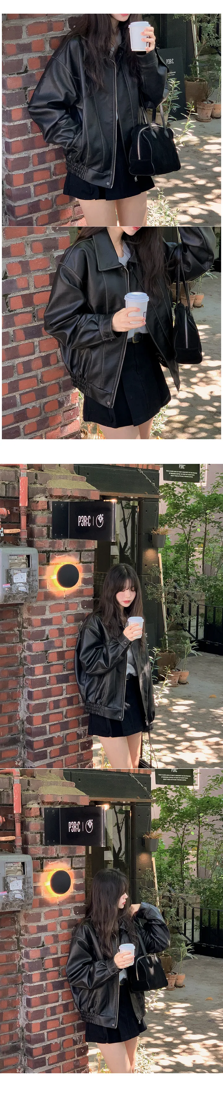 [베스트 재입고]스프링 빈티지 절개 레더 오버핏 자켓 (2color) 상세 이미지 21