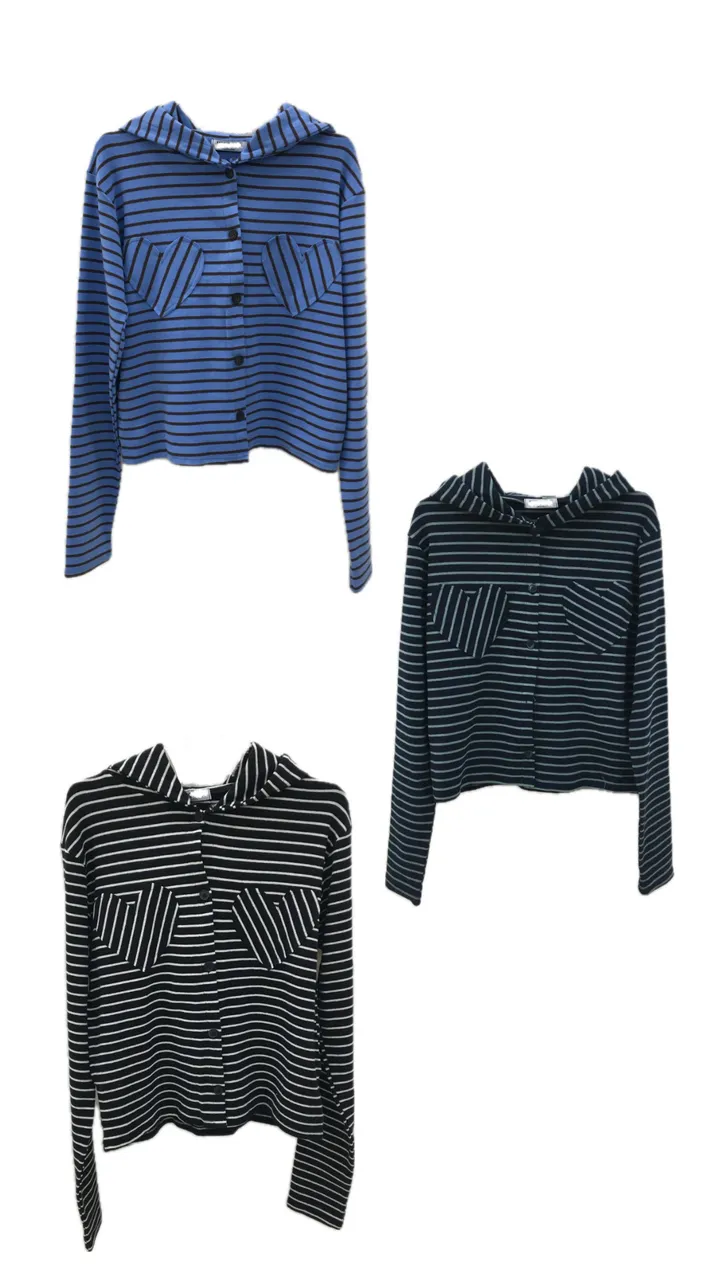 LOVELY🤍 - 하트 포켓 단가라 후디 가디건 (3color) 상세 이미지 2