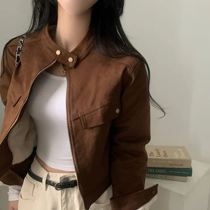 Made [왕따뜻] 몽블 스웨이드 차이나 크롭자켓, 집업 - 4color 상세 이미지 3